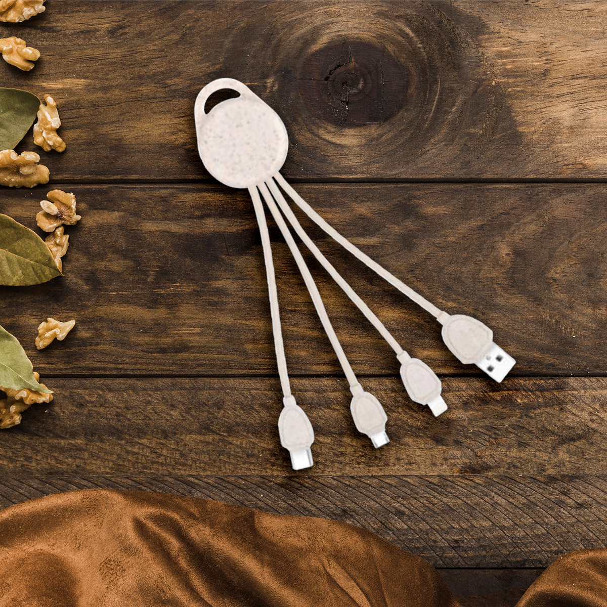 Wheat Straw USB Charging Cable Keychain